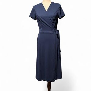 Vintage Navy Wrap Midi Dress